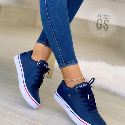 Zapatos planos casuales con cordones para mujer