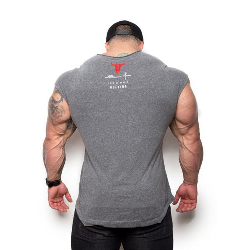 Camiseta de hombre deportiva de algodón con cuello redondo y manga corta para entrenamiento