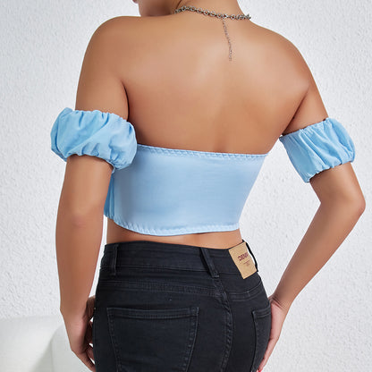 Ropa de mujer Top pequeño sin espalda plisado