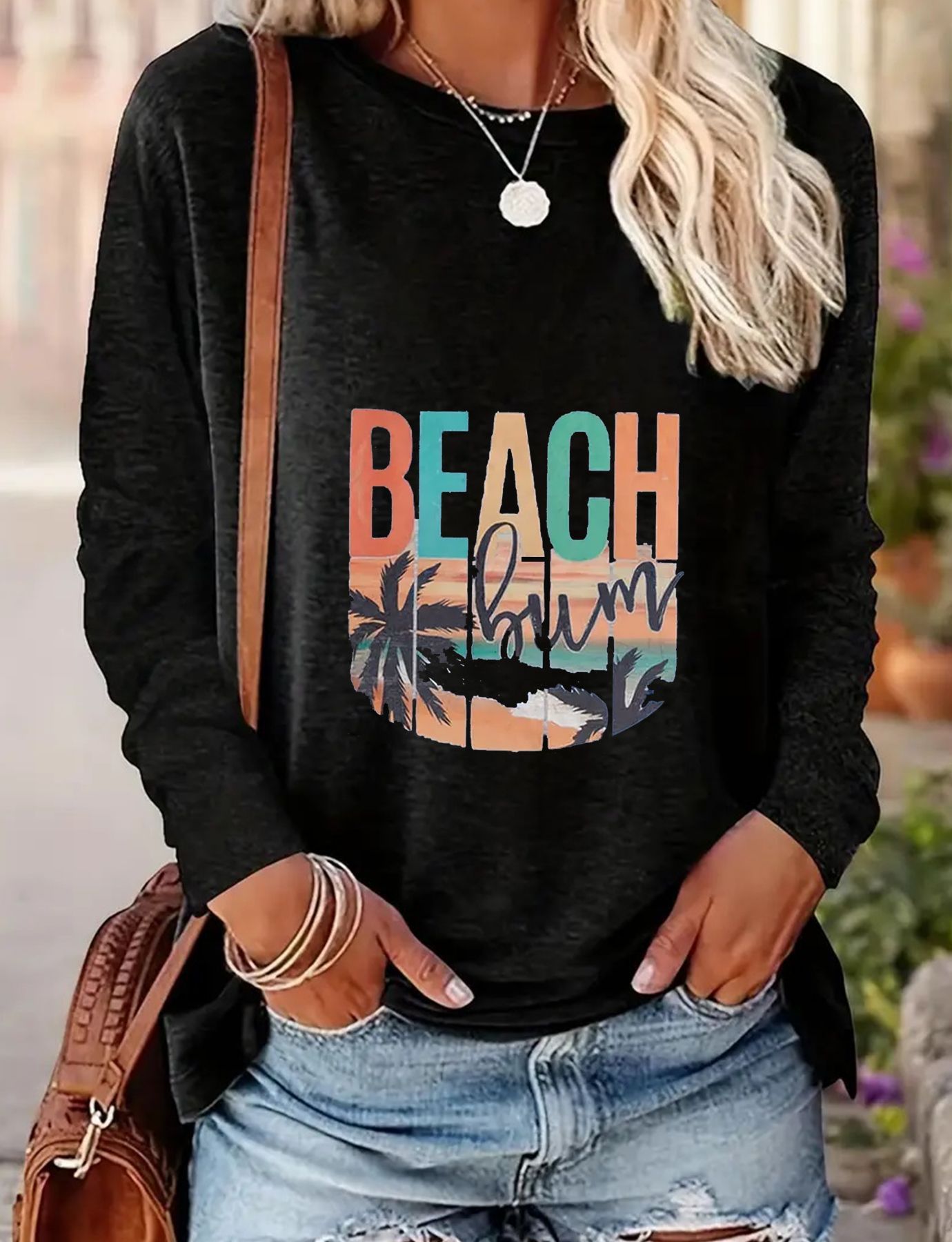 Top de manga larga de mujer beach