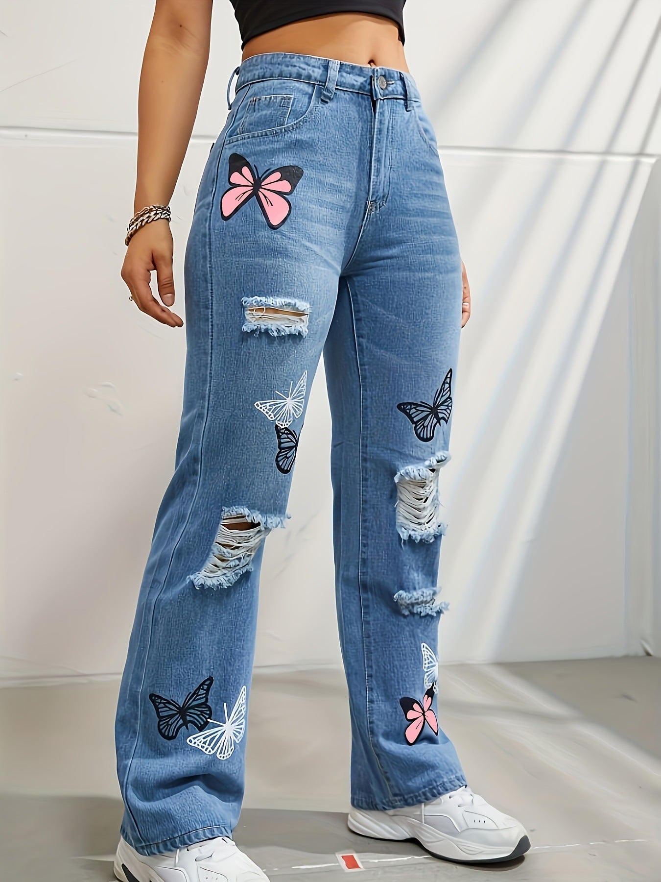 Pantalones vaqueros de mujer de pierna recta de talle alto