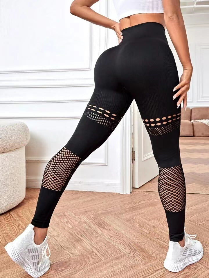 Pantalones de mujer de yoga huecos sin costuras para entrenamiento y fitness