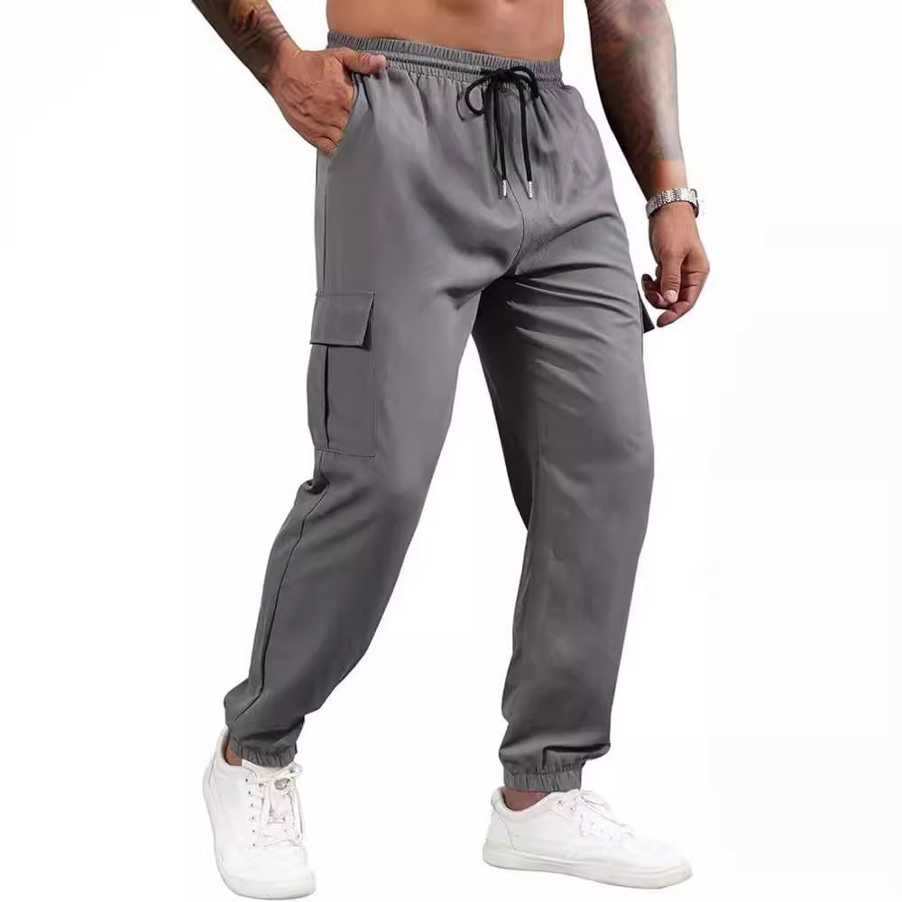 Pantalón de hombre cargo recto holgado con múltiples bolsillos