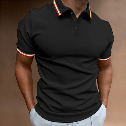 Polo ajustado para hombre Camiseta a rayas acanaladas