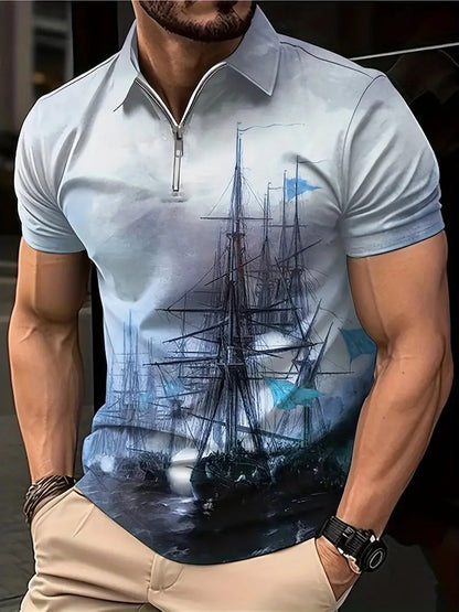 Polo transpirable con estampado para hombre