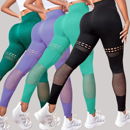 Pantalones de mujer de yoga huecos sin costuras para entrenamiento y fitness