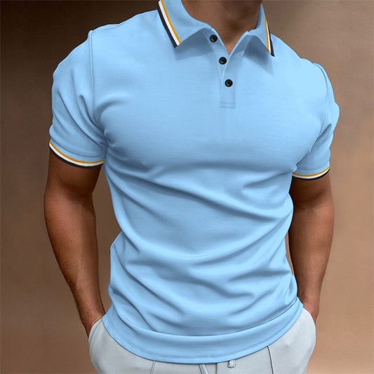 Polo ajustado para hombre Camiseta a rayas acanaladas